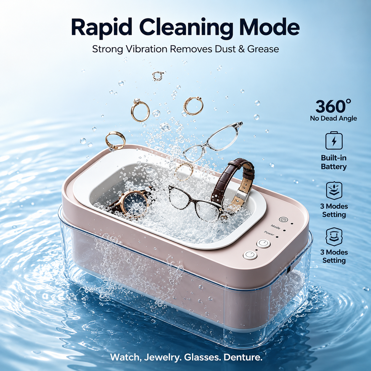 SkyMart Veloura™ Ultrasonic Jewelry & Essentials Cleaner