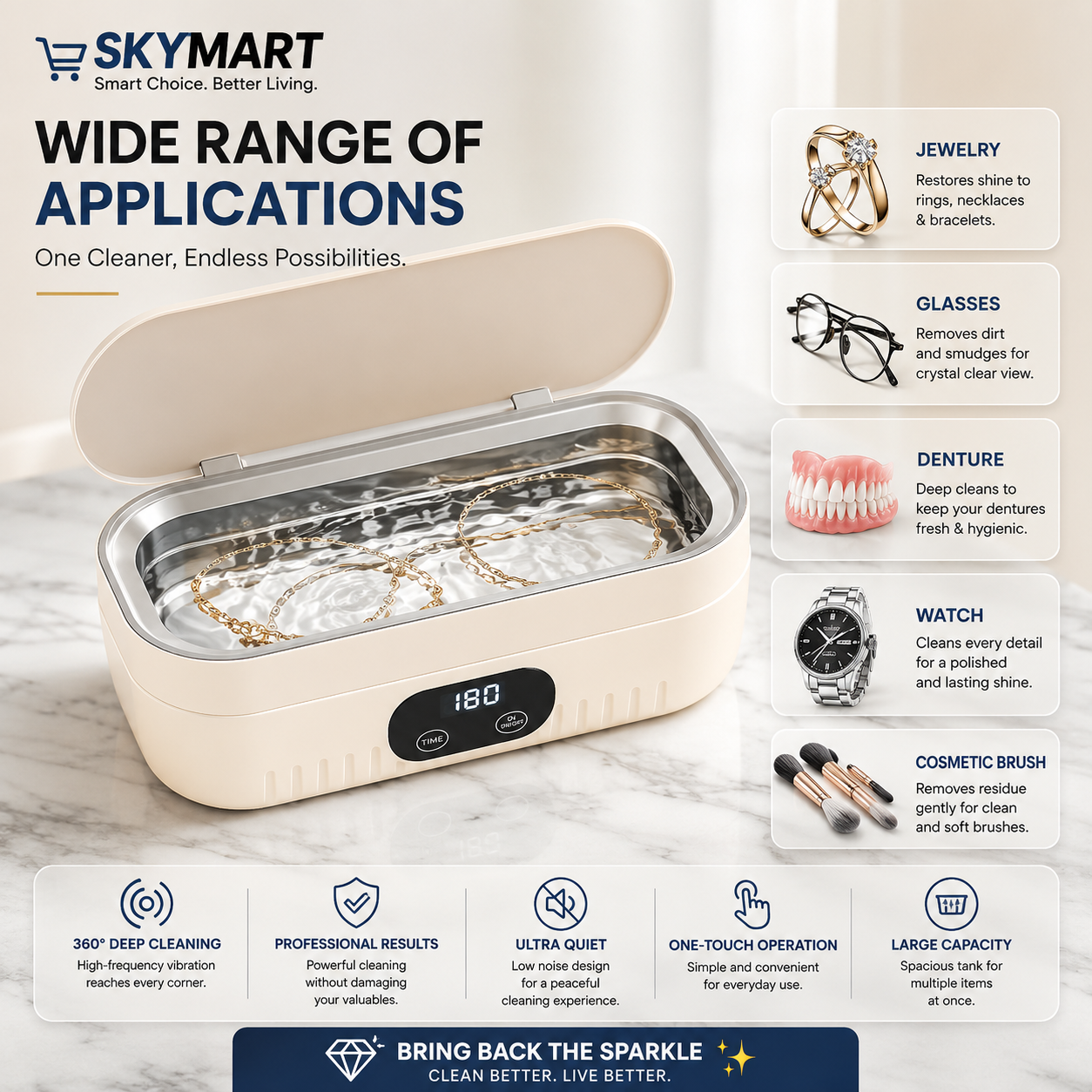 SkyMart Veloura™ Ultrasonic Jewelry & Essentials Cleaner